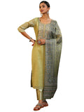 Libas Women'S Silk Blend Kurta Set (49130_Green