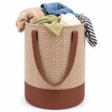 GLUN Brown Printed Cylindrical Linen Bag, Pack of 1, 45 Litre Capacity Printed Beige & Brown, WaterRepellent, Lightweight & Dur