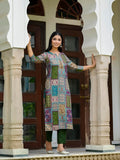 Anni Designer Women'S Rayon Blend Straight Printed Kurta With Pant (Nimmi Green_Xxl_Green_Xx-Large),Green,2XL,,,