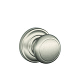 SCHLAGE Andover Passage Knob, Andover Rose, Satin Nickel, 2.8 x 2.8 x 2.4 inches FA10AND619/F10AND619AND