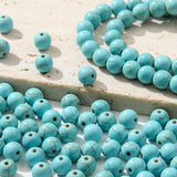 CYEENUT 8mm Blue Turquoise Beads 190pcs Natural Stone Bead Gemstone Round Loose Beads for DIY Crafts Bracelet Necklace Earrings