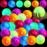 Liliful 30 Pcs Large Light up Bouncy Balls 3.4 Inch LED Rubber Ball Spiky Flashing Lights Holiday Toy Blinking Sensory Bouncy Fl