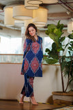 Anni Designer Women'S Rayon Blend Straight Printed Kurta With Pant (Vakani Blue_M_Blue_Medium),Blue,M,Rayon Blend,Casual,