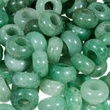 TUMBEELLUWA Natural Gemstone Beads for Jewelry Making, Rondelle Large Hole Loose Beads Pack of 15,Green Aventurine(6x12 mm)