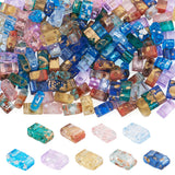 Boutigem 180Pcs Half Cut Tila Beads Flat Rectangle 2-Hole Glass Seed Beads Colorful Double Hole Connector Bead for DIY Crafts Br