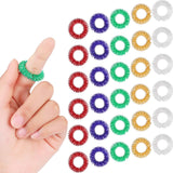 Blulu 50 Pcs Acupressure Rings Spiky Sensory Finger Rings Spiky Finger Acupressure Set for Teens, Adults, Silent Stress Reducer