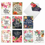 The Best Card Company Assorted of 10 All Occasions Blank Notecards Box Set 4 x 5.12 Inch w/Envelopes, Floral Scripture Bible Q