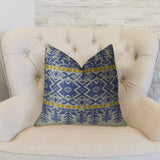 Plutus Brands Plutus Aztec City Handmade Throw Pillow, 20 X 30 Queen, Blue/White