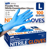 Supmedic Medical Nitrile Exam Gloves, Latex-Free, Powder-Free, Food Safe, Cooking Food Prep, Disposable Gloves, Blue, 100 Pcs (L