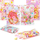 Frienda 60 Pcs Floral Zip Lock Bags Plastic Tea Party Favor Gift Bags with Handles Vintage Flower Candy Treat Goodie Bags Bulk f