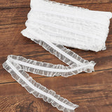 FINGERINSPIRE 11Yard/10m White Fabric Lace Trim Stretch Elastic Double Ruffle Lace Ribbon 1 inches/28mm Wide for Sewing, Dress D