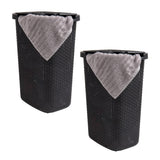Mind Reader Slim Laundry Hamper with Lid, 60L Clothes Baskets, Premium Wicker Design, Plastic, 2-Pack, Black