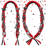 Suncalla 2 Pcs Graduation Leis Class of 2026 Red Black Money Ribbon Leis Graduation Necklace with Glittery Pin Braided Ribbon Ne
