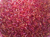 Czech Bugle Beads 40 gr / 1.4 oz Glass Tube Size #3 7mm (Red Iridescent)