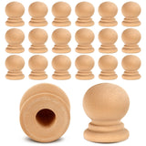 Pinkunn 30 Pcs Wood Finials 3/4 Inch Tall with 1/4 Inch Hole Unfinished Wood Drawer Knobs Pulls Handles Small Round Wooden Dowel