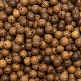 Kzyzpi 600pcs Wooden Beads 8mm Dark Brown Round Wood Beads Natural Striped Loose Craft Beads for Crafts Used for DIY Jewelry Mak