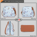 Adisa Women Girls Floral Print Faux Leather Sling Bag Cross Body (Sl6003-Sky),Sky Blue,,B09XYRZM87