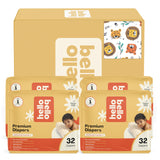Hello Bello Diapers, Size 1 (8-12 lbs) Wild Cats, 128 Count Value Pack of Premium Disposable Baby Diapers, Hypoallergenic with S