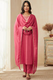 Gosriki Women'S Rayon Blend Straight Embroidered Kurta With Pant & Dupatta (Vasudhara Pink-Gs_L_Pink_Large),Pink,,B0DFY297F5