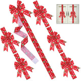 WILLBOND 8 Pcs Christmas Cabinet Ribbons Bows for Kitchen 78.8 Inch Red and Green Candy Cane Large Christmas Door Ribbon Cabinet