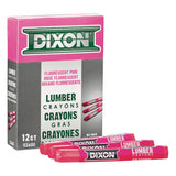 Dixon Industrial Lumber Marking Crayons, 4.5 x 1/2 Hex, Pink, 12Pack (52600)