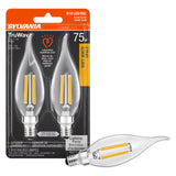 Sylvania LED TruWave Natural Series D cor Light Bulb, B10 Chandelier 75W Equivalent, Efficient 7.5W, Candelabra Base, Dimmable,
