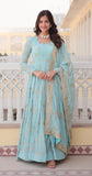 Wedani Georgette Sequins Embroidery Work Anarkali Kurta Set For Women (In Alpha M Regular Sky Blue),SKY BLUE,M,Georgette,anarkali,