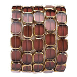 DADIFEN Glass Oval Beads Purple 10x12mm 28pcs Rectangle Golden Edge Crystal Loose Beads for DIY Craft Jewelry Making