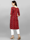 Wedani Women Crepe Printed Kurti (Krt483) (Large Maroon),Maroon,L,Crepe,Straight,Kurti, kurta