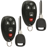 Key Fob Keyless Entry Remote with Ignition Key fits Cadillac DTS / Chevy Impala Monte Carlo 2006-2013 (OUC60270, OUC60221), Set