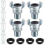 Therwen 4 Sets 3/4 Inch Chicago Air Fittings Npt Iron Air Hose Fitting 2 Lug Universal Coupling for Female and Male End(Male End