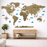Elk 3D Wooden World Map Wall Decor With Country Names Capitals Premium Multilayer Laser Cut Wall Art Easy Diy Installation Trave