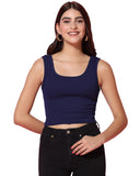 Toplot Women'S Solid Ribbed Round Neck Sleeveless Slim Fit Tank Top (Tank-Top-5069-Navy-M),Blue,,B0CGHYWP1F