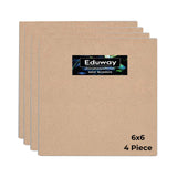 Eduway A2 Mdf Board Board Wood Sheet For Craft Art - 6X6 Inch, 4Mm Thick, Pack Of 4 - Premium Pine Cardboard For Artists, Art An