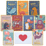 Prims & Flourish Valentines Day Cards for Kids School, 36-Pack Critter Cuties Funny Valentines Exchange Cards for Classroom wi