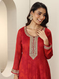 Libas Women'S Silk Chiffon Kurta Sets (99267_Red_L)