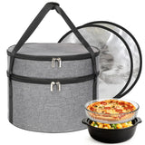 Wakaye Insulated Casserole Carrier for Hot or Cold Food, Round Pie Carrier with Metal Support, Dish Carrier Food Container, Tran