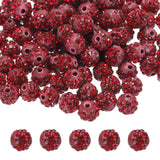 MECCANIXITY 100pcs 8mm Round Dark Red Rhinestone Beads for Jewelry Making