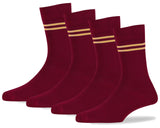 Rc. Royal Class Boys & Girls Maroon Colour With Beige Strips Organic Cotton Calf Length School Socks (Pack Of 4 Pairs)(810 Year