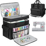 Sewing Machine Case with Removable Hard Bottom Pad,2 Layer Sewing Machine Carrying Bag Universal Tote Bag Fit for Most Standard