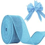 JaoZuyard Blue Burlap Ribbon 2 inch X 20 Yard Natural Linen Woven Ribbon DIY Handmade Wired Edging Production Wreath Holiday Dec