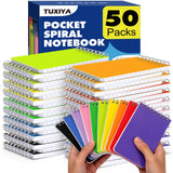 TUXIYA Pocket Notebook Bulk 3inchx5inch,50 Packs Mini Top Bound Spiral Notepad