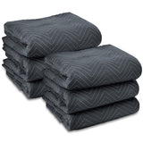 Sure-Max 6 Moving & Packing Blankets - Ultra Thick Pro - 72 x 40 - Professional Quilted Shipping Furniture Pads Black