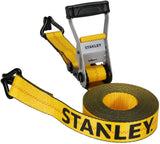 STANLEY S10000J Black/Yellow 2 x 27' Ratchet Strap with Double J-Hooks - 3,333 LBS Safe Working Load / 10,000 LBS Break Strength