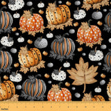 jejeloiu Happy Fall Yall Fabric by The Yard Thanksgiving Decor Upholstery Fabric for Sewing Crafting Fall Pumpkin Waterproof In
