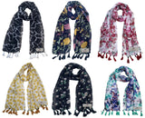 Fusfus WomenS Printed Chiffon Scarves And Stoles, Free Size(Multicolour, Fs1939) Pack Of 6 (Multicolor3)