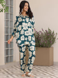 Libas Womens Printed Silk Blend Co-Ord Set For Women Blue 2Xl 39025