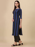 Wedani Women'S Cotton Round Neck Casual Wear Straight Kurta (Krt512) Blue,Blue,S,Cotton,A-Line,