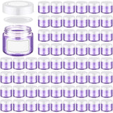 Layhit 2 oz Amber Jars with Lids, Empty Round Cosmetic Jars Travel Storage Jar with Inner Liners White Labels for Scrubs, Lotion