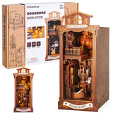 Book Nook Kits for Adults, Miniature House Dollhouse Kit for Teens, DIY Crafts for Adults, Bookshelf Decor Bookstore with LED Li